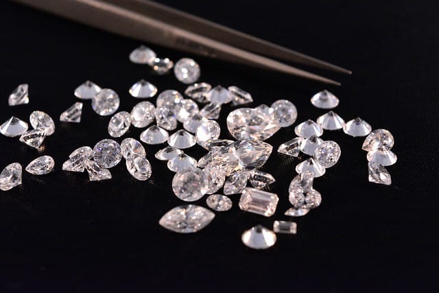 Loose natural diamonds close-up