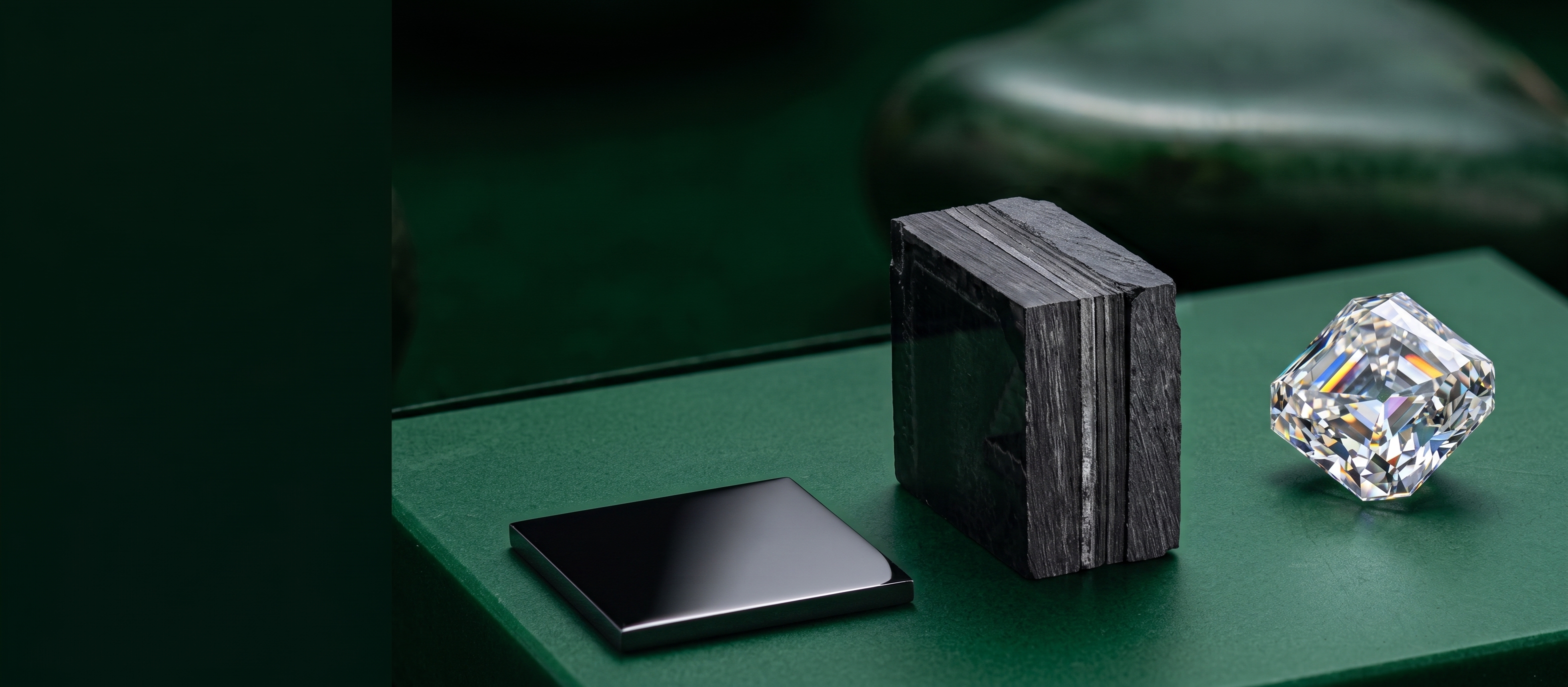 Lab-grown diamond on a green inspection surface