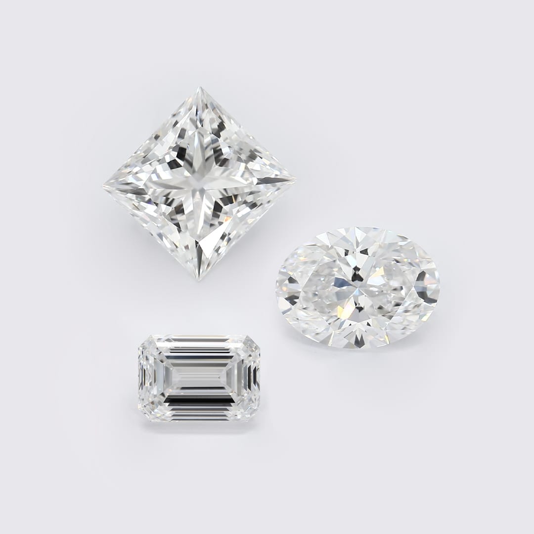 Three lab-grown diamonds