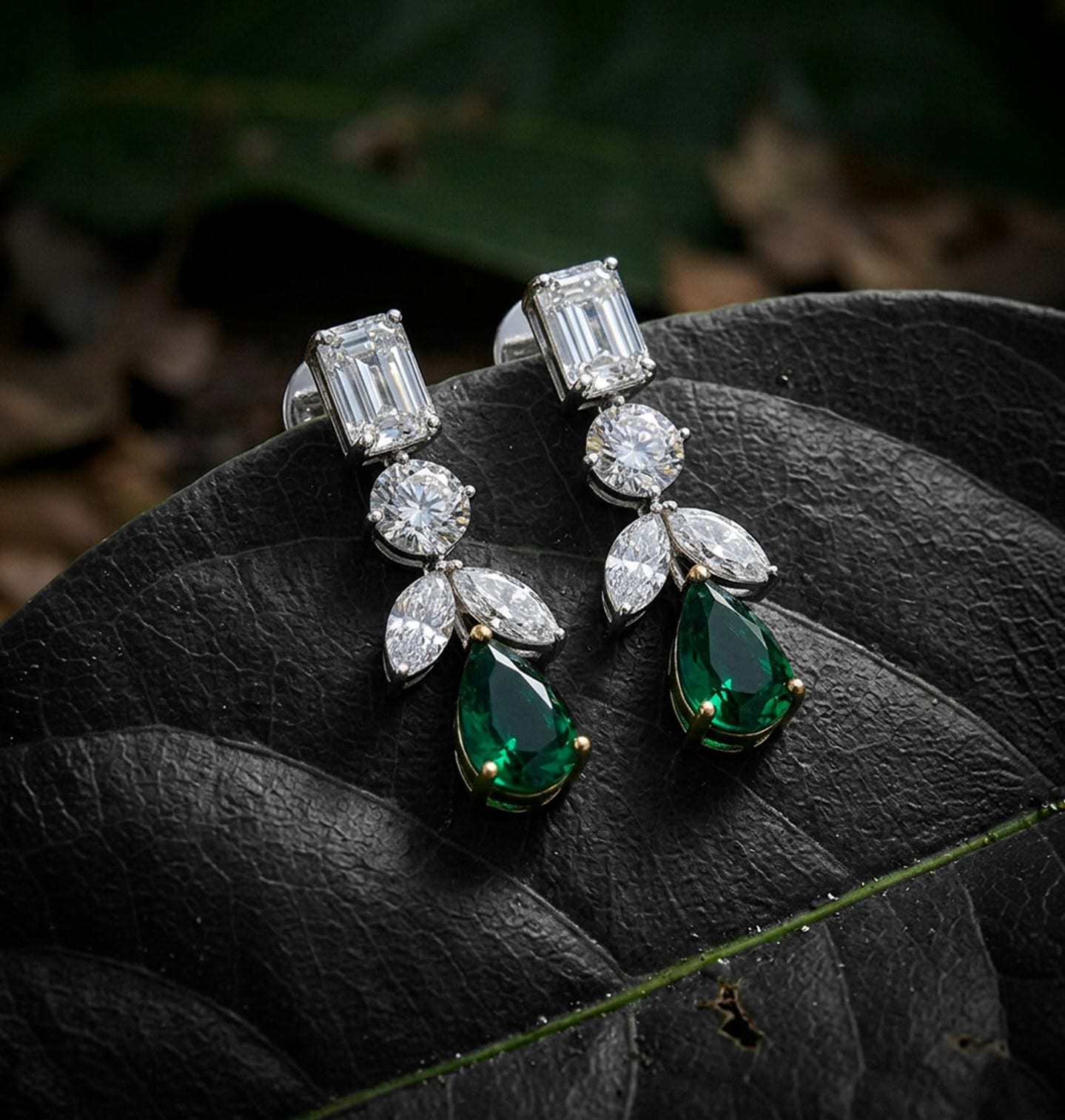 Diamond earrings product close-up